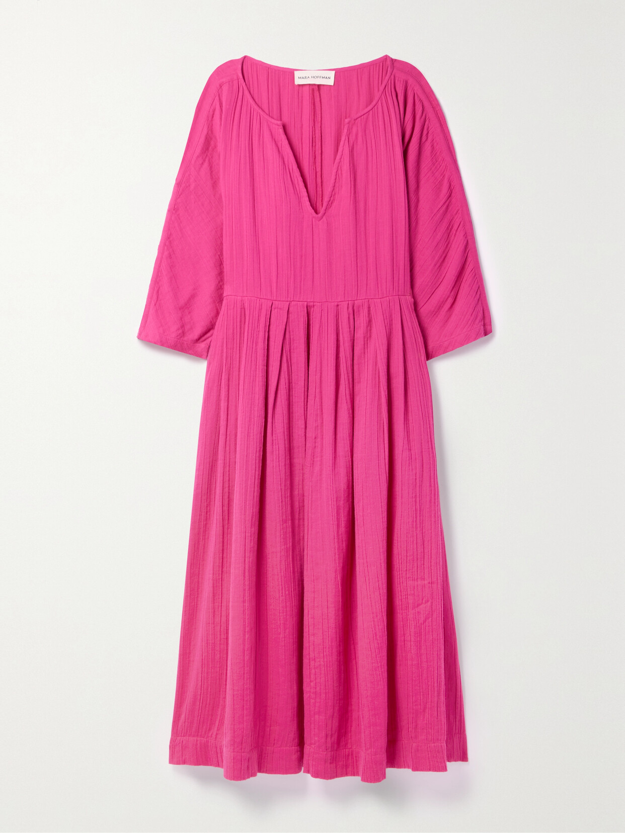 Mara Hoffman Chloe Pleated Organic Cotton-gauze Midi Dress - Pink