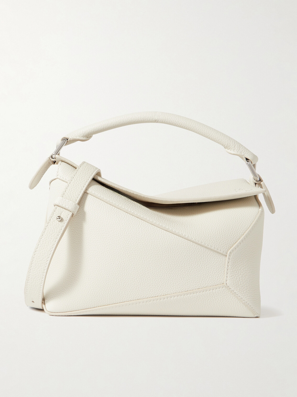 Loewe Puzzle Edge Small Textured-leather Shoulder Bag In White