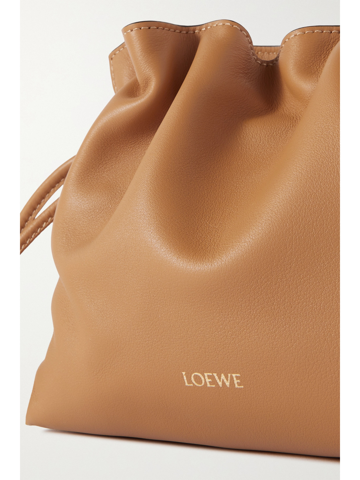 Shop Loewe Flamenco Mini Leather Clutch In Brown