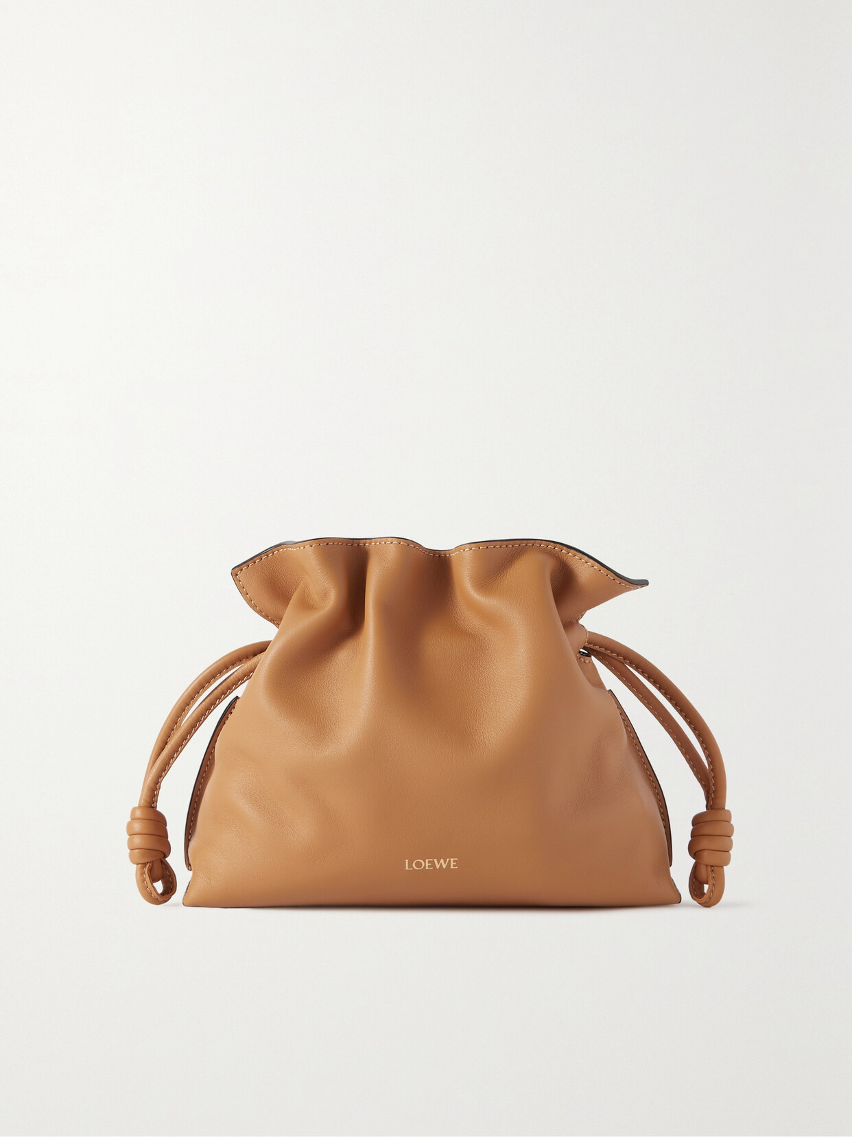 Shop Loewe Flamenco Mini Leather Clutch In Brown