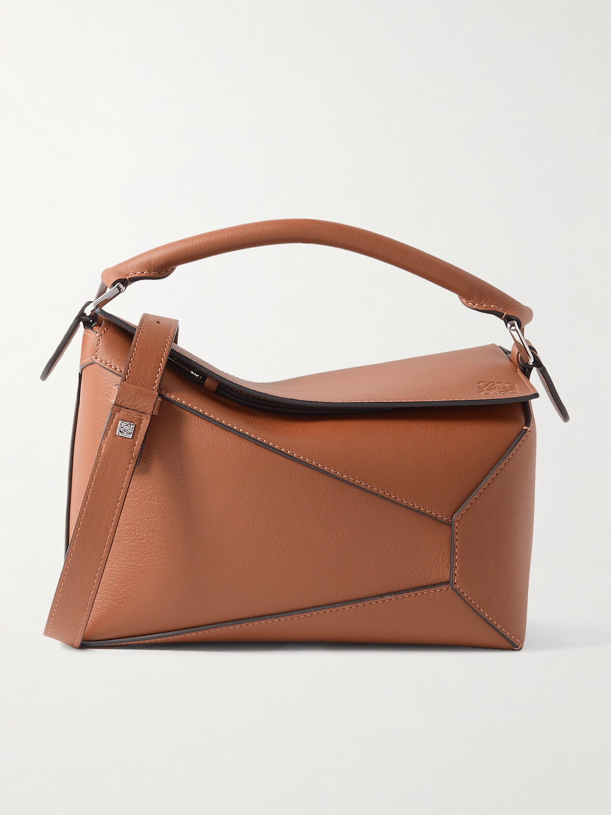 Loewe Puzzle Edge Small Textured-leather Shoulder Bag In Brown