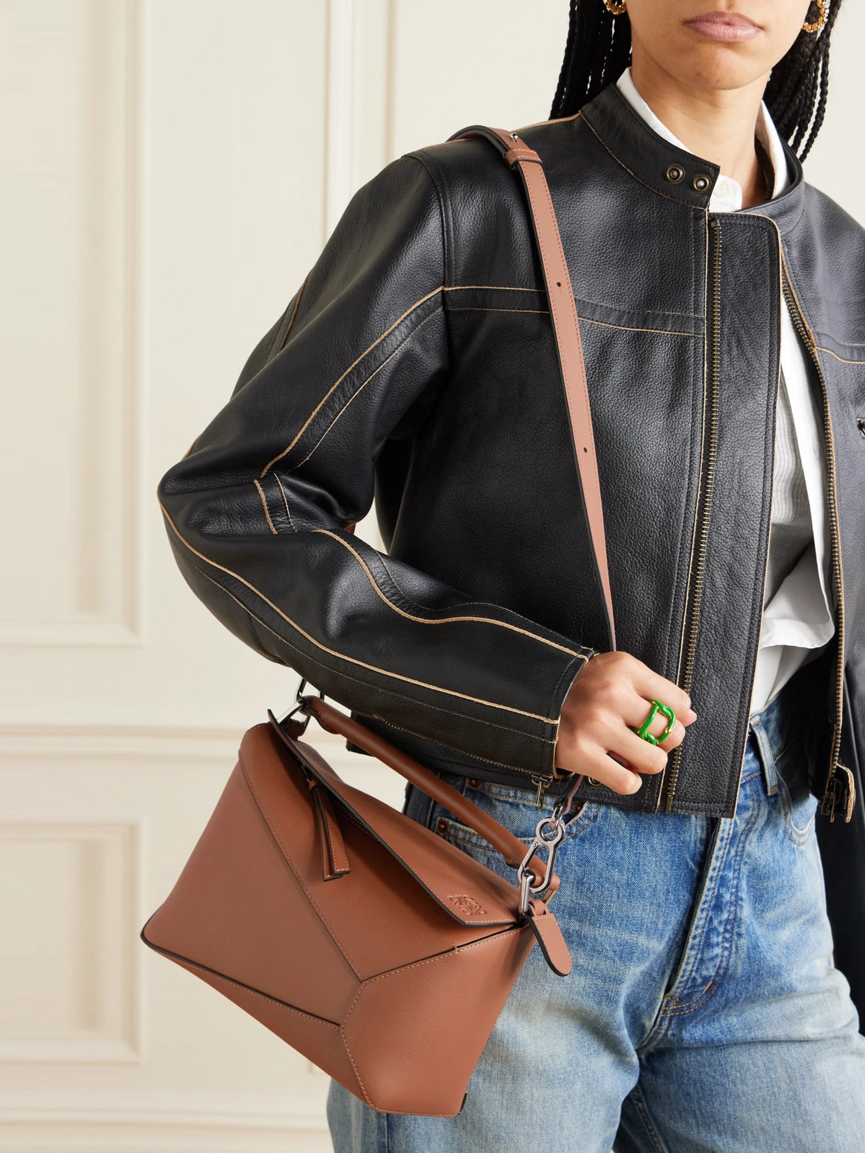 Loewe Small Puzzle Edge Bag In Classic Calfskin Leather In Brown
