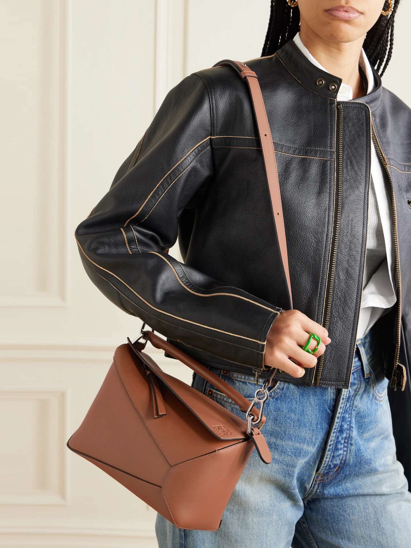 LOEWE Puzzle Edge small texturedleather shoulder bag NETAPORTER