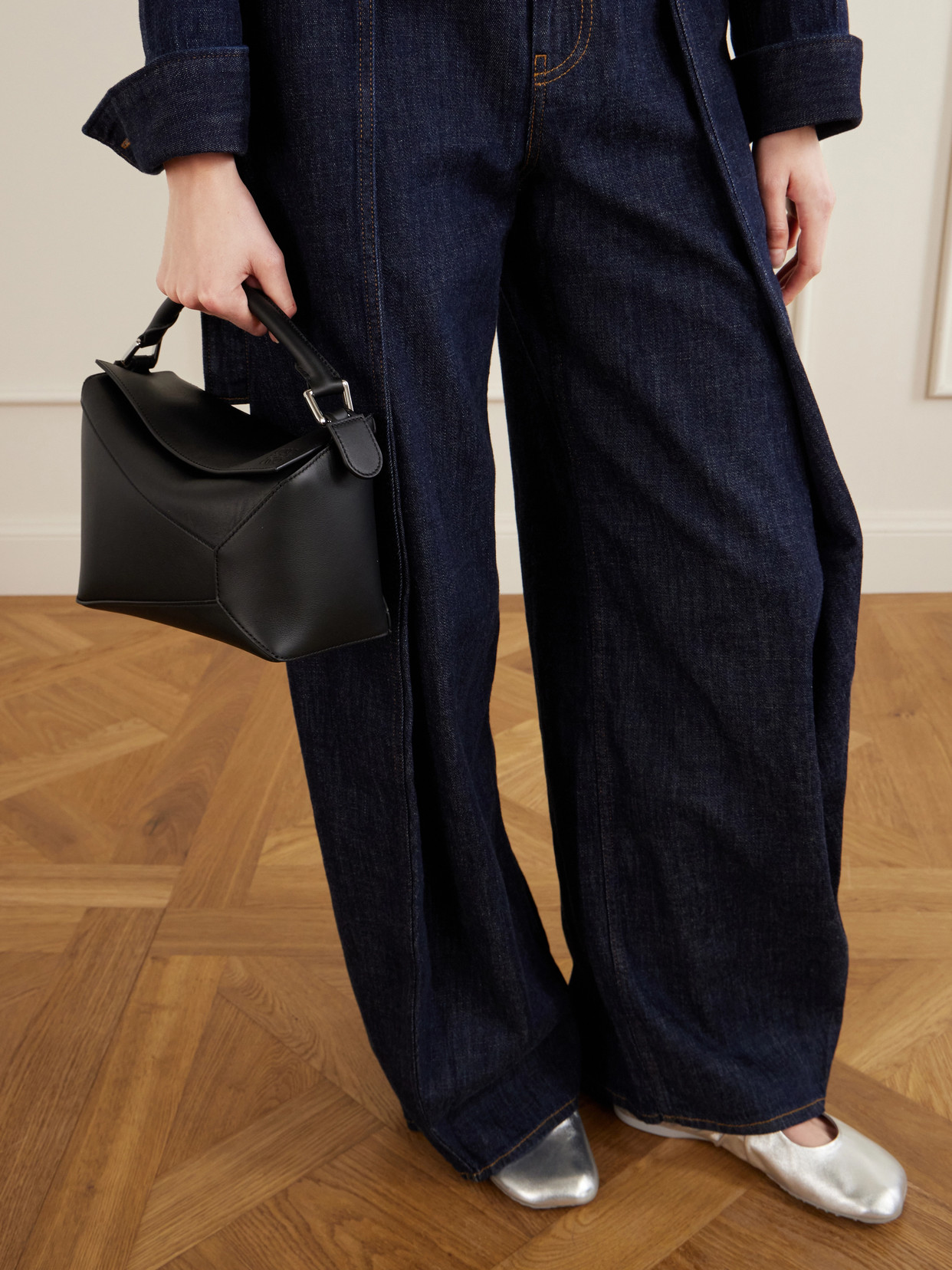 Puzzle Edge Small Textured-Leather Shoulder Bag