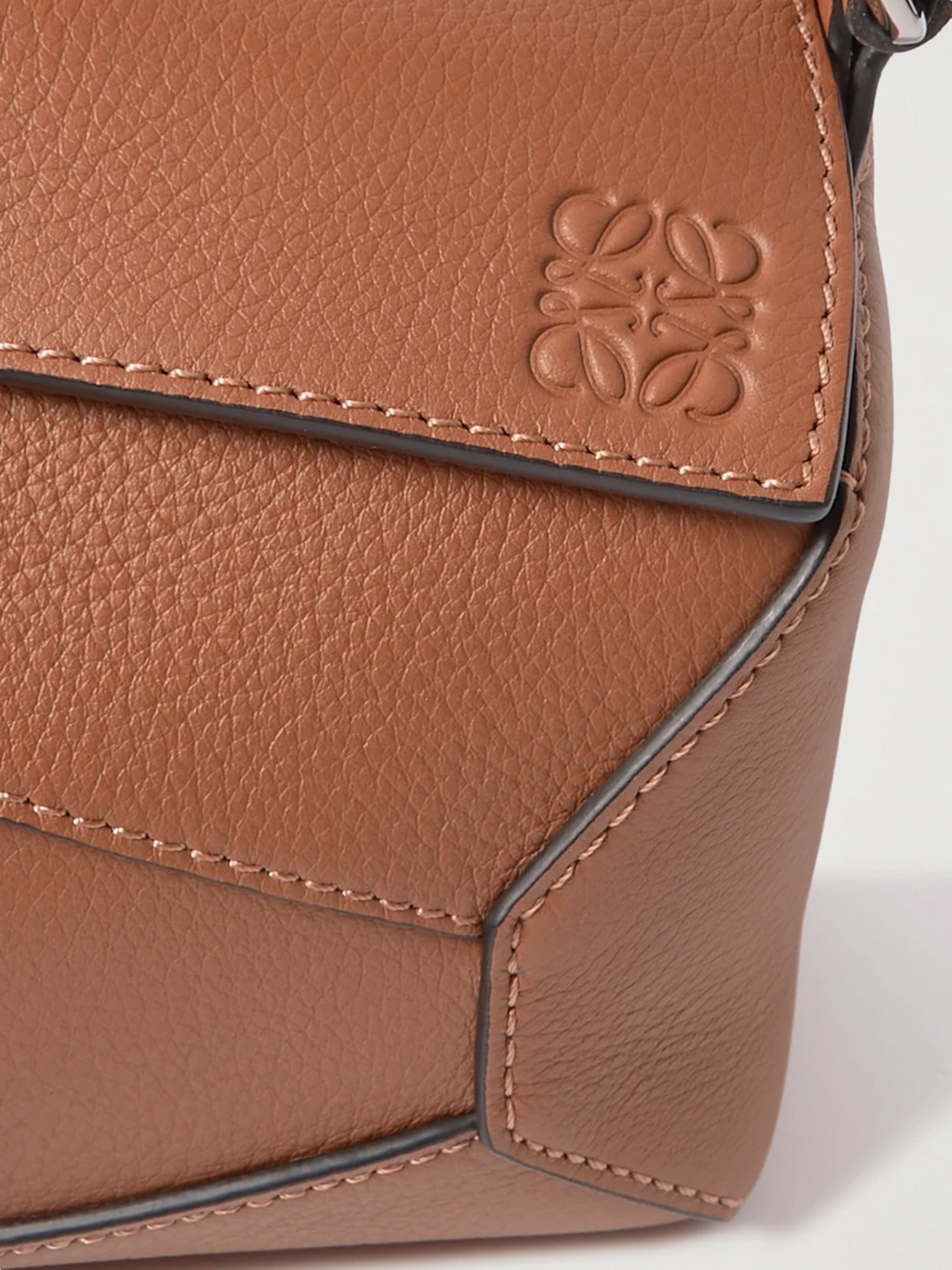 Loewe Puzzle Edge Mini Textured-leather Shoulder Bag In Brown