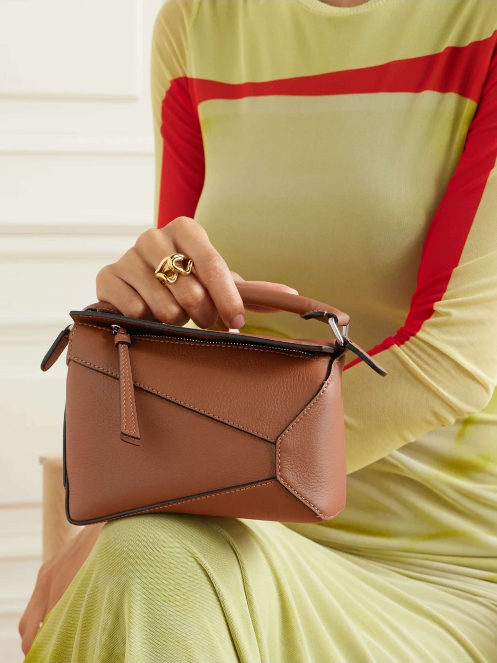 Puzzle Edge mini textured-leather shoulder bag