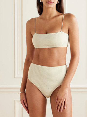 TOTEME Recycled-seersucker bikini briefs