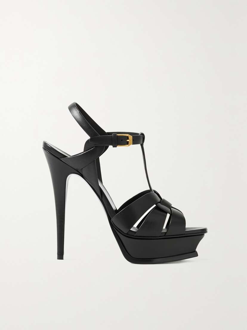 Saint Laurent Tribute Woven Leather Platform Sandals - EU 39.5