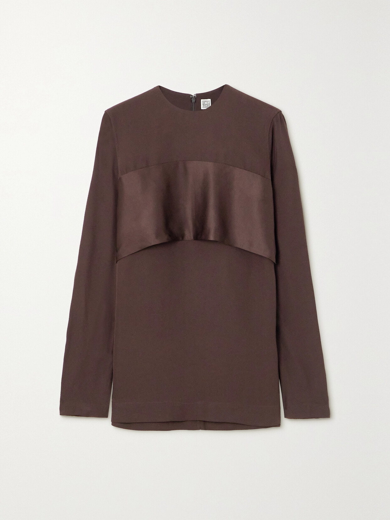 Totême Satin-trimmed Crepe Blouse In Brown