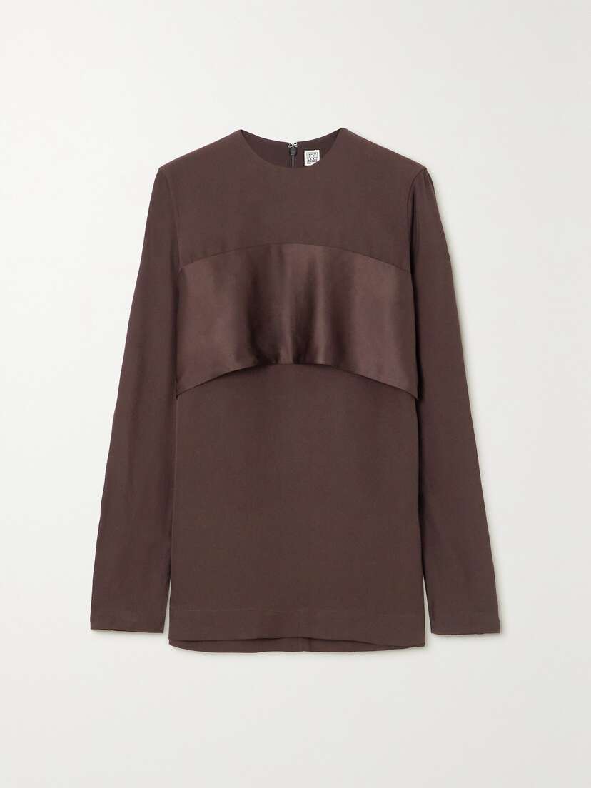 TOTEME Satin-trimmed Crepe Blouse