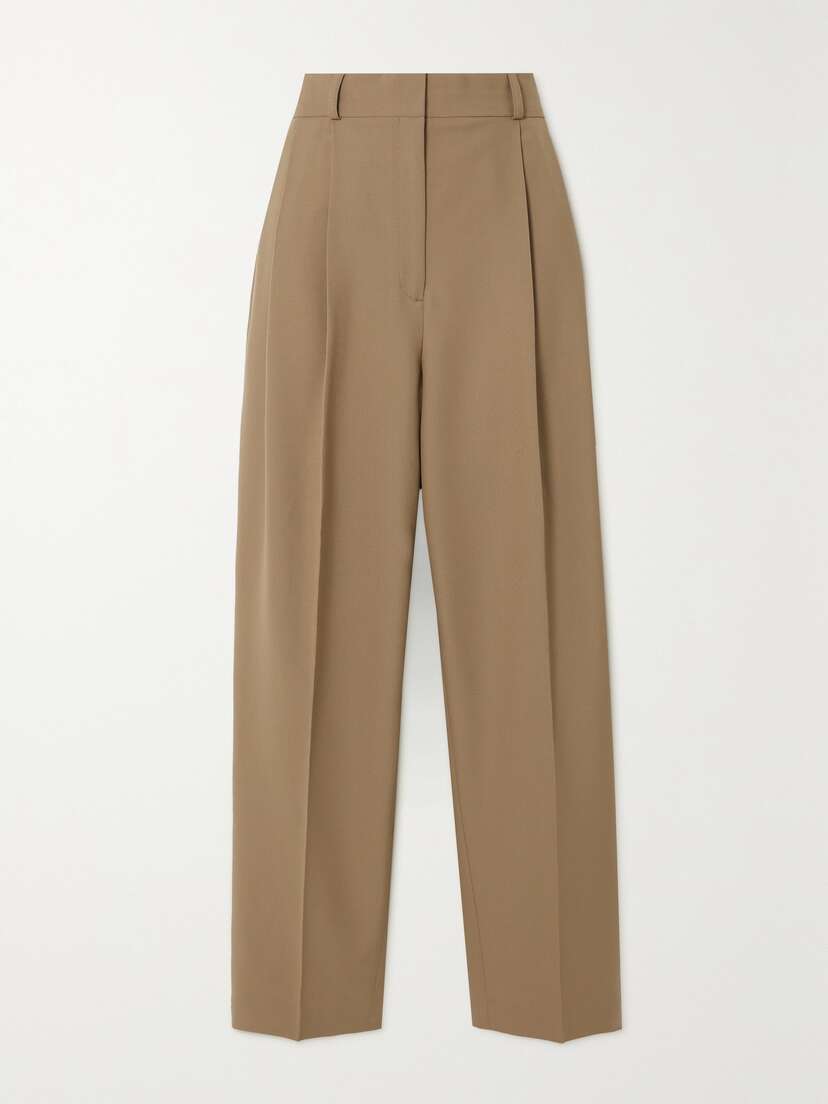 TOTEME Pleated Recycled Grain De Poudre Wide-leg Pants