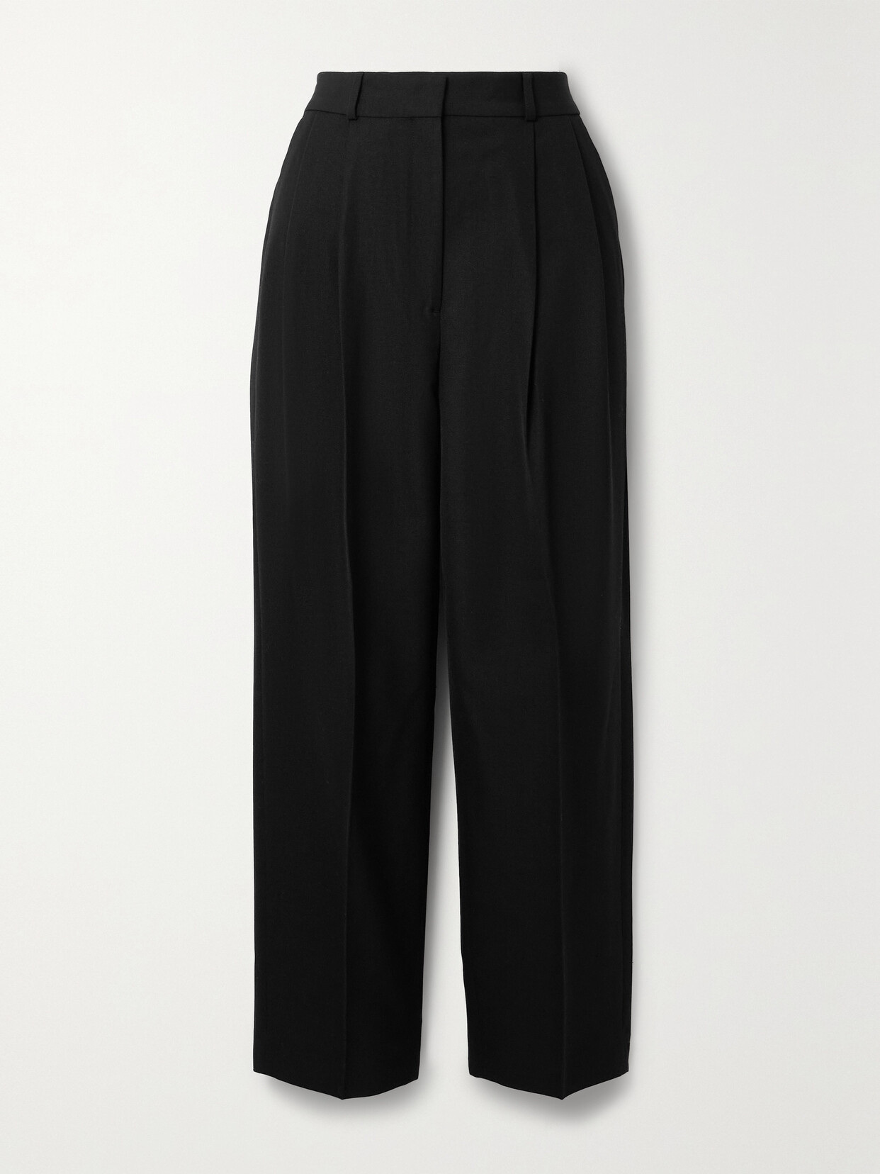 TOTEME - Pleated Grain De Poudre Wide-leg Pants - Black