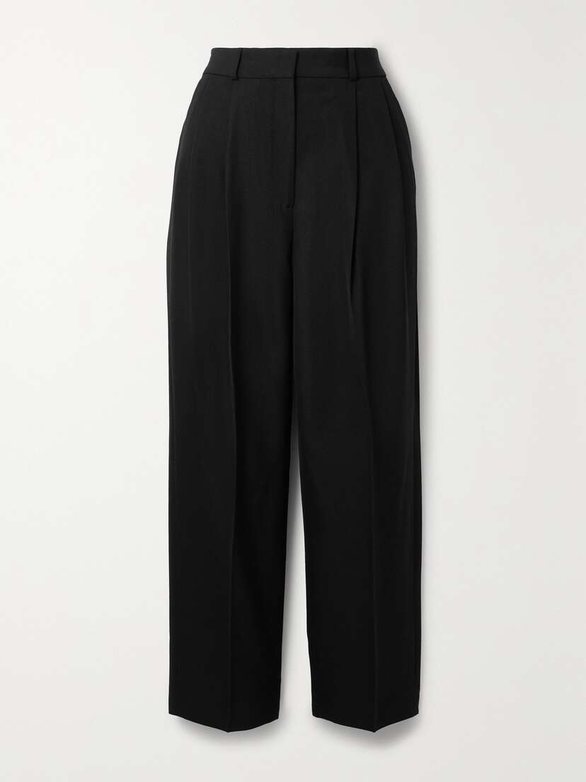 Toteme — Pleated grain de poudre wide-leg pants