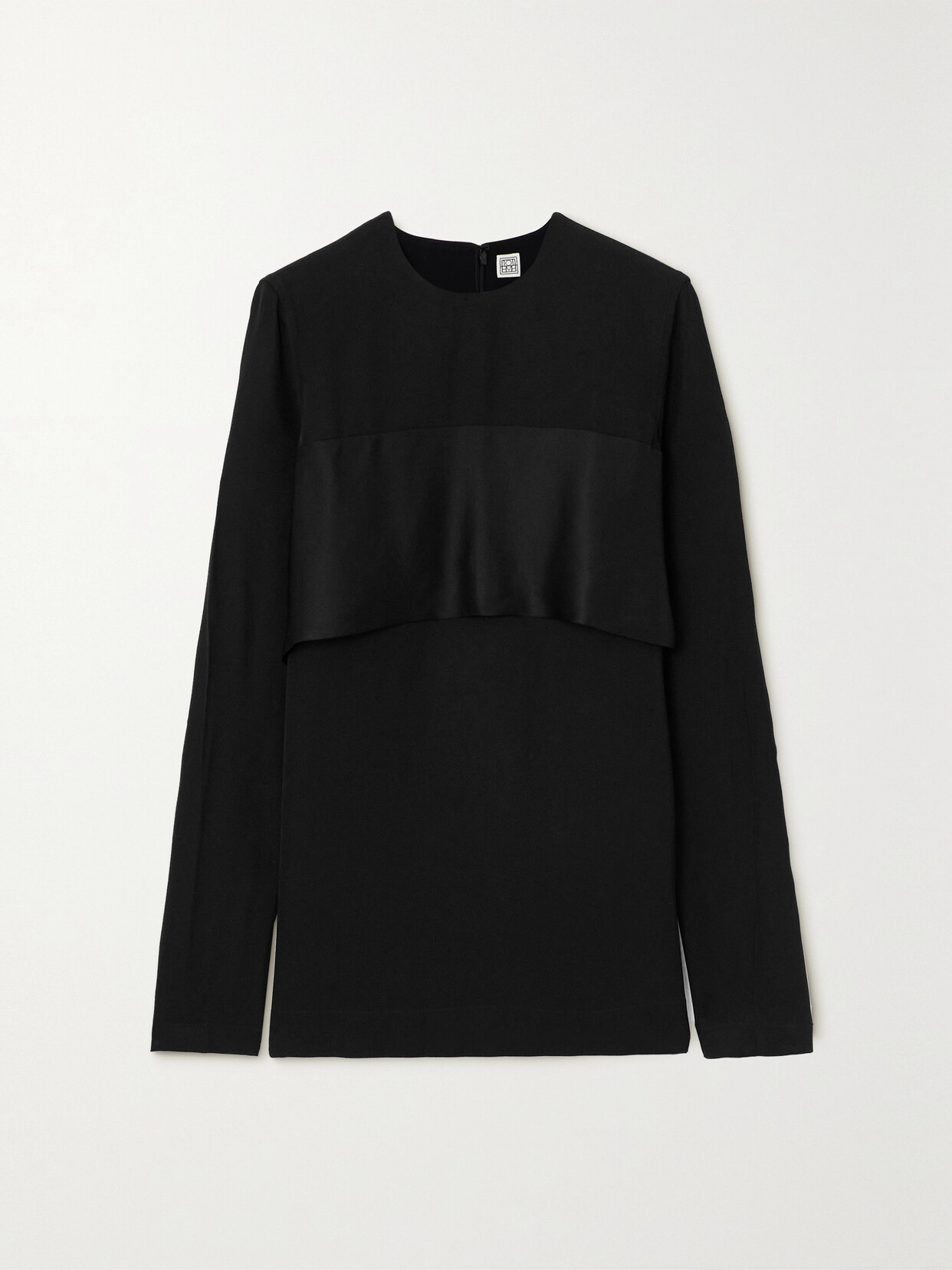 TOTEME - Satin-trimmed Crepe Blouse - Black