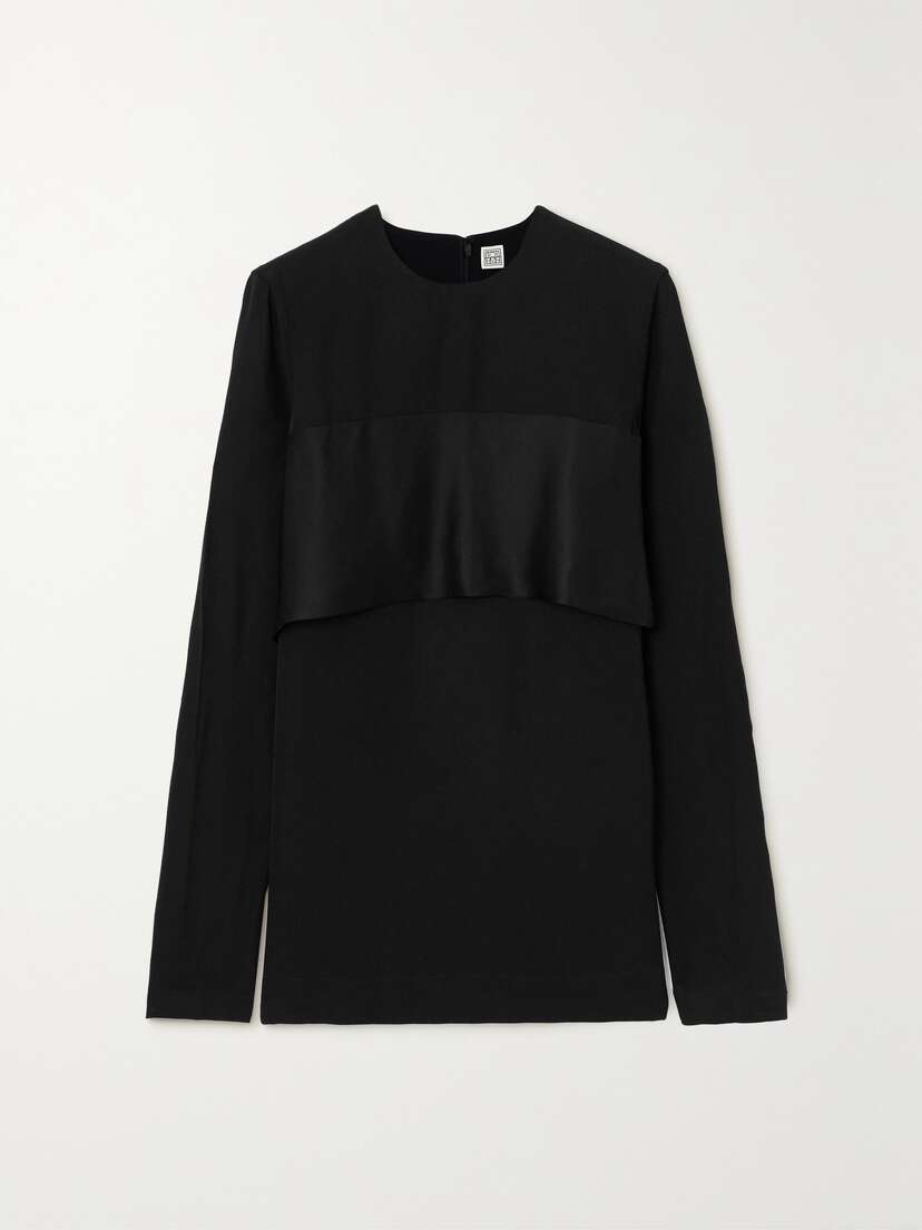 Toteme — Satin-trimmed crepe blouse