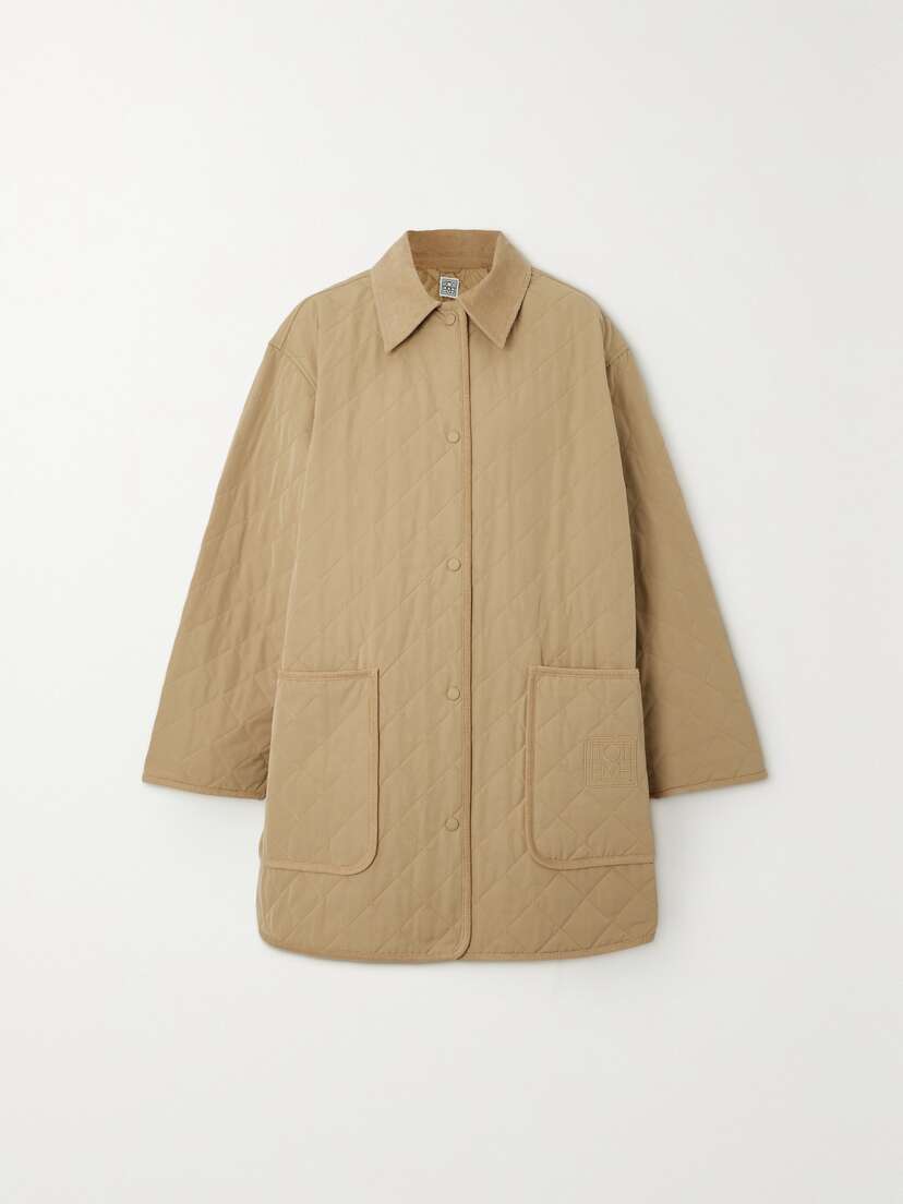 Toteme — Oversized corduroy-trimmed quilted organic cotton-blend jacket