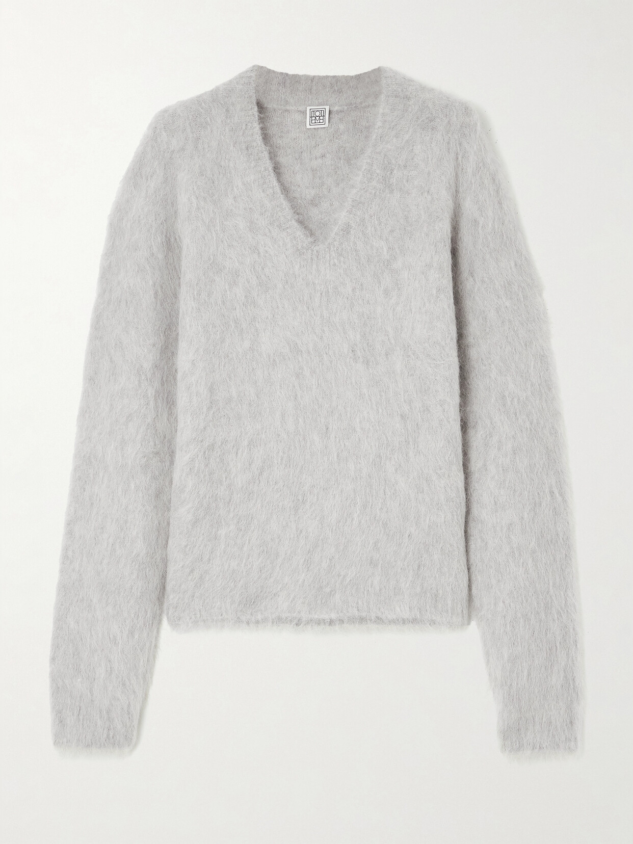 Shop Totême Brushed Alpaca-blend Sweater In Gray