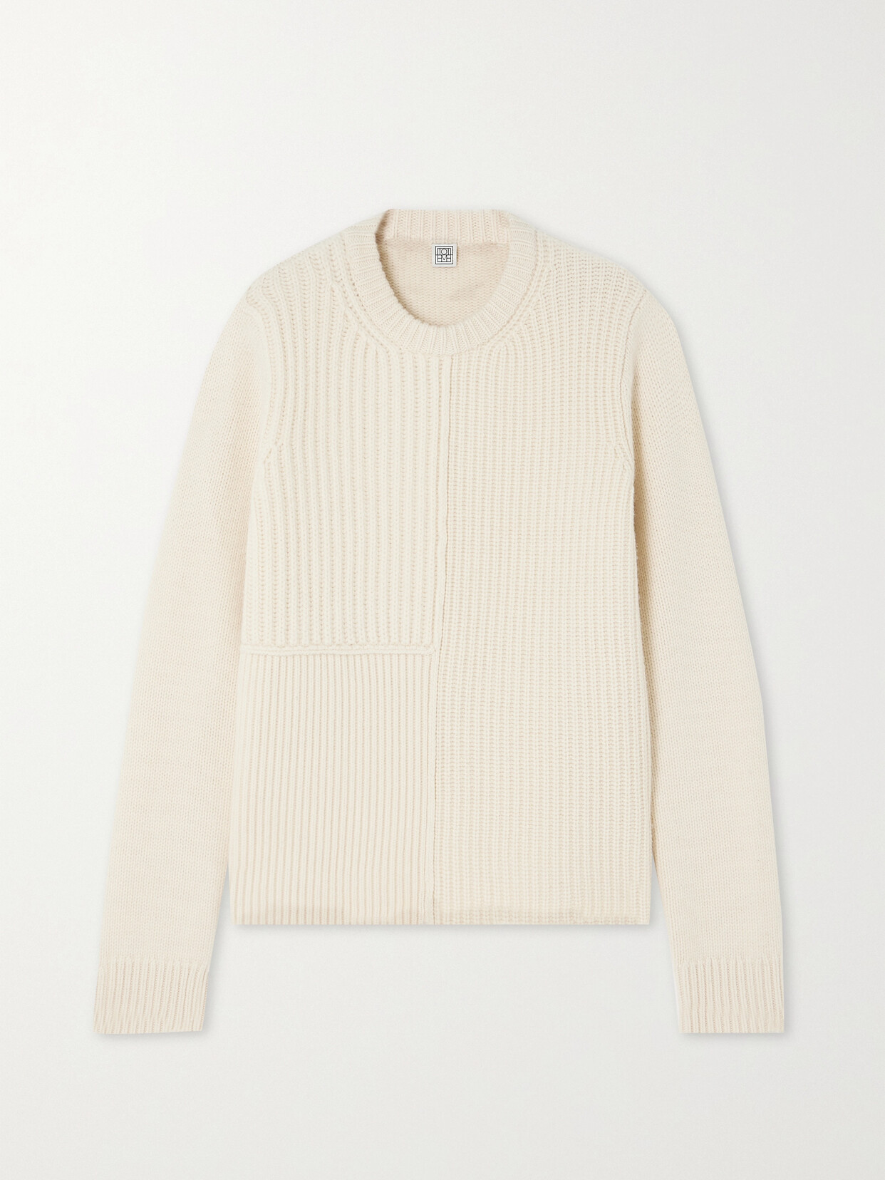 Totême Paneled Ribbed Wool Sweater In White