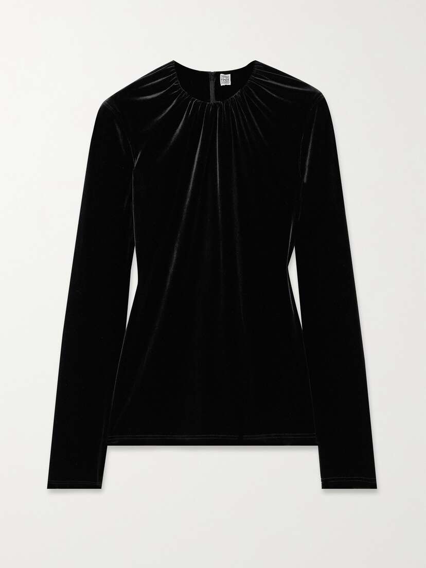 TOTEME Garba Ruched Velvet Top