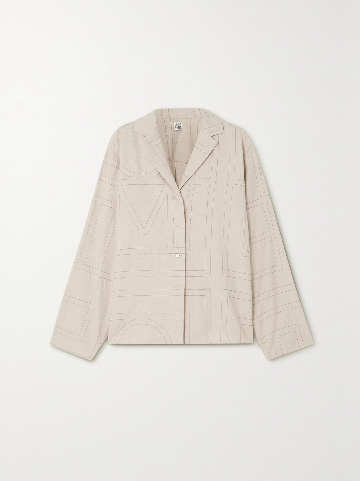 Totême + Net Sustain Embroidered Lenzing™ Modal-flannel Shirt In Neutrals