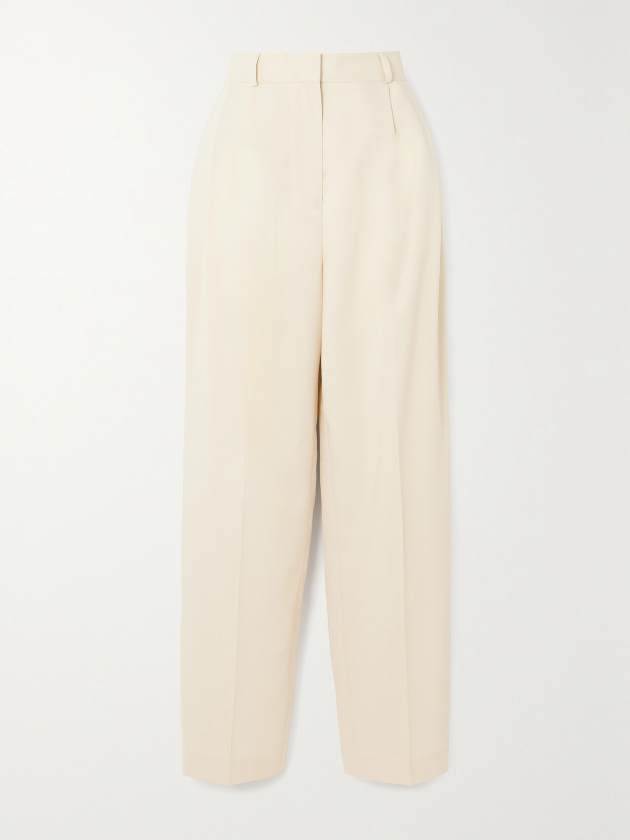 Totême Woven Pleated Tapered Pants In White