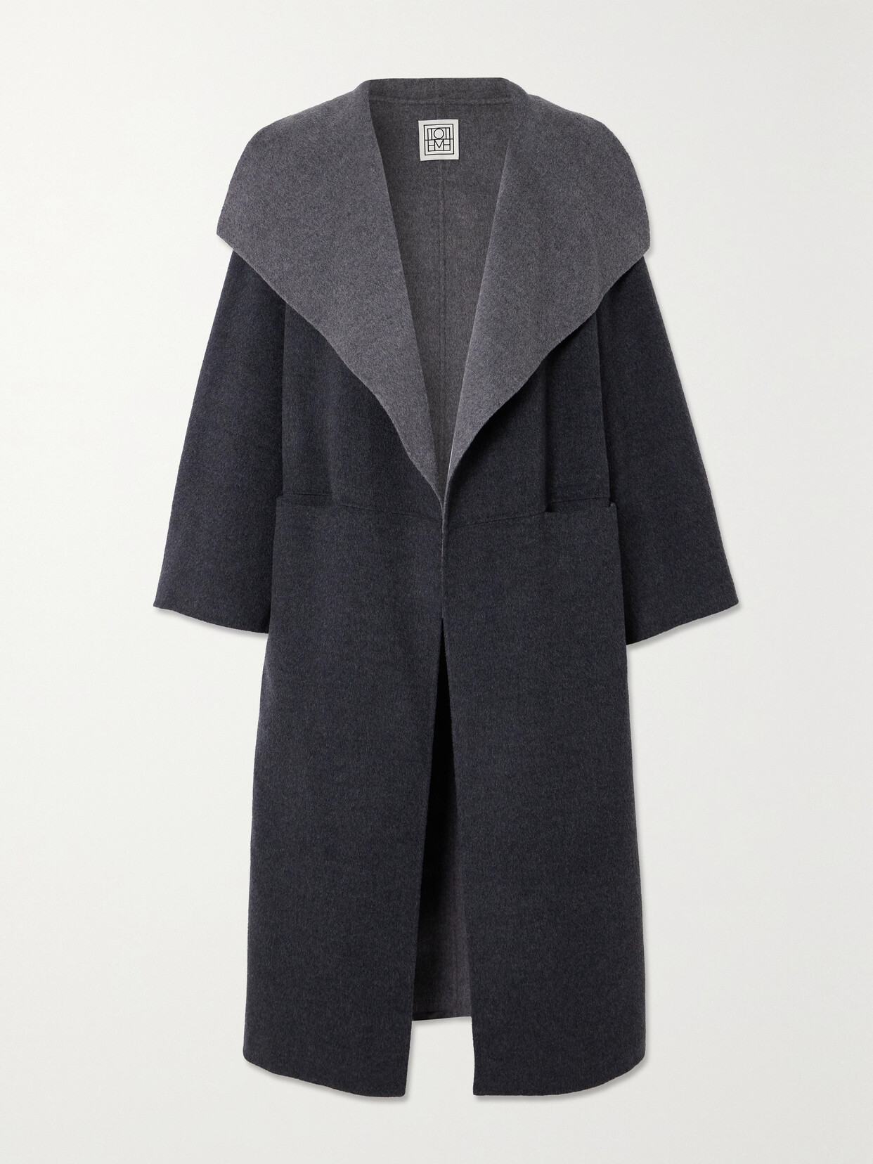 Shop Totême Oversized Two-tone Wool And Cashmere-blend Coat In Gray