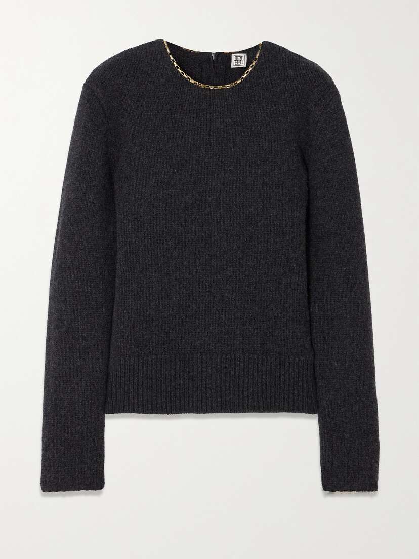 TOTEME Chain-embellished Wool And Cashmere-blend Sweater