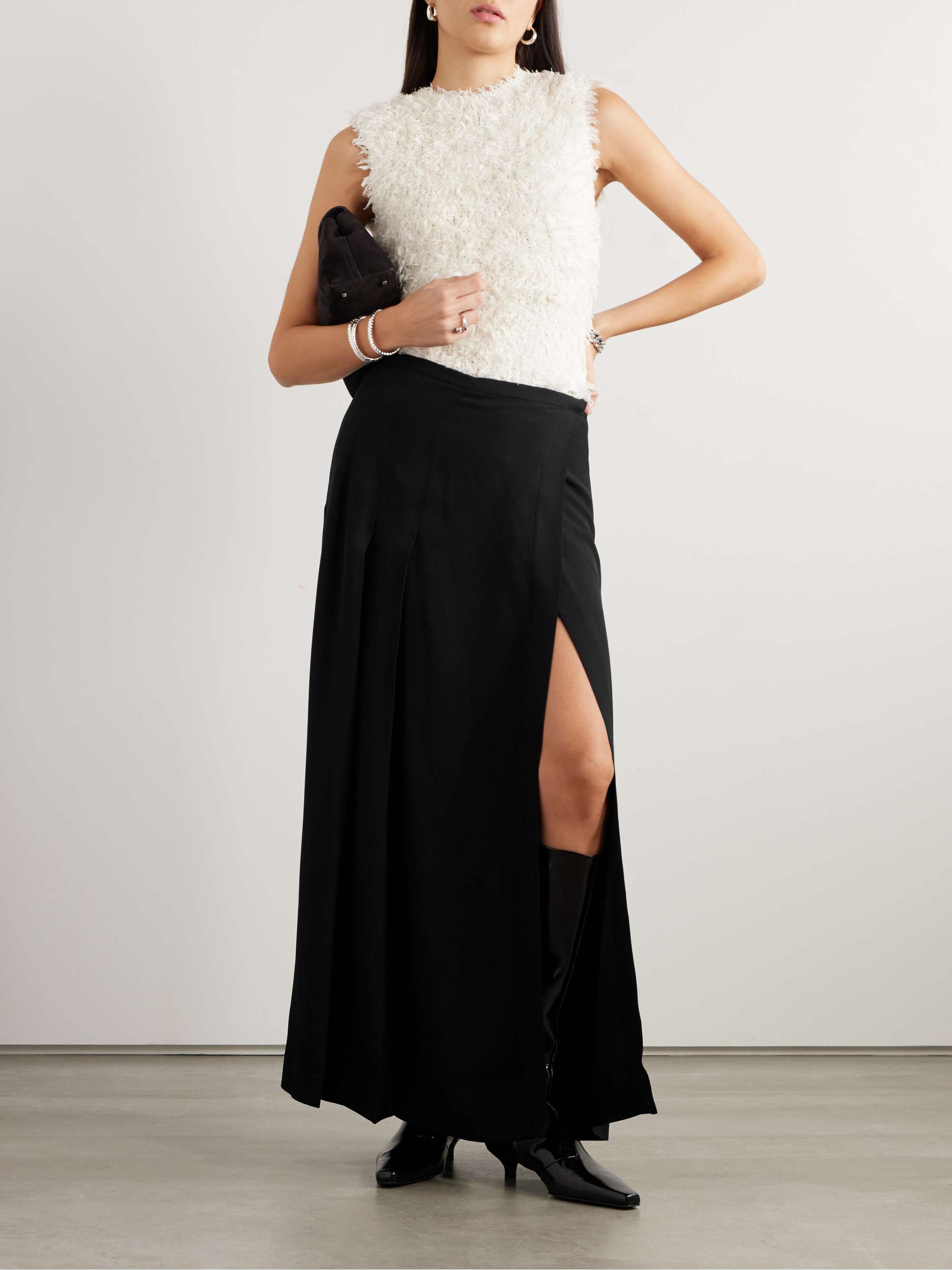 Wrap pleats long skirt Wrap pleats long skirt