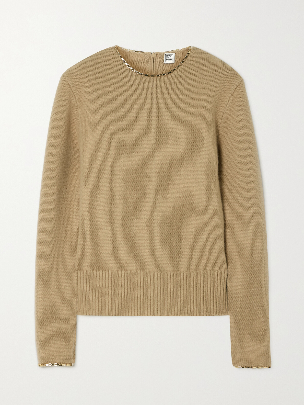 TOTEME - Chain-embellished Wool And Cashmere-blend Sweater - Neutrals