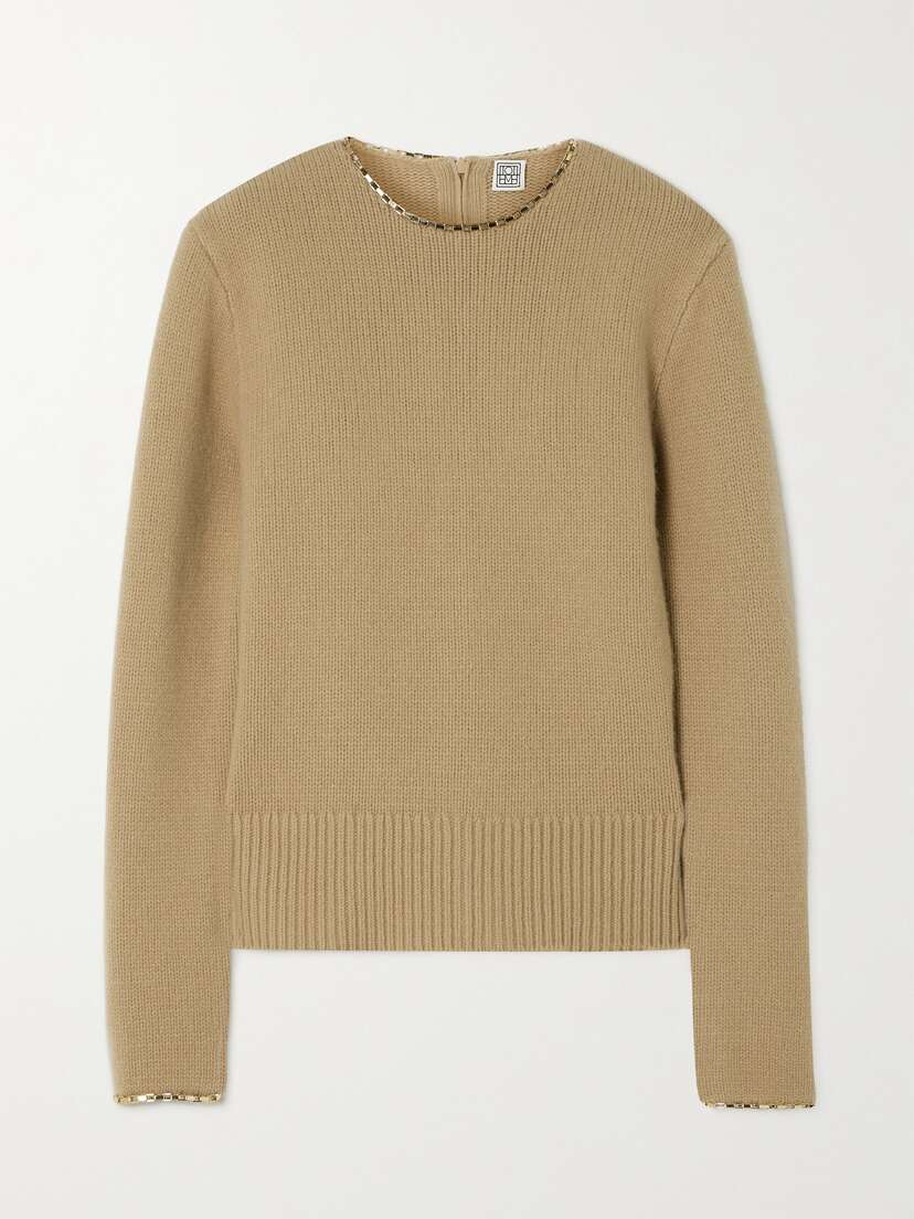 TOTEME Chain-embellished Wool And Cashmere-blend Sweater