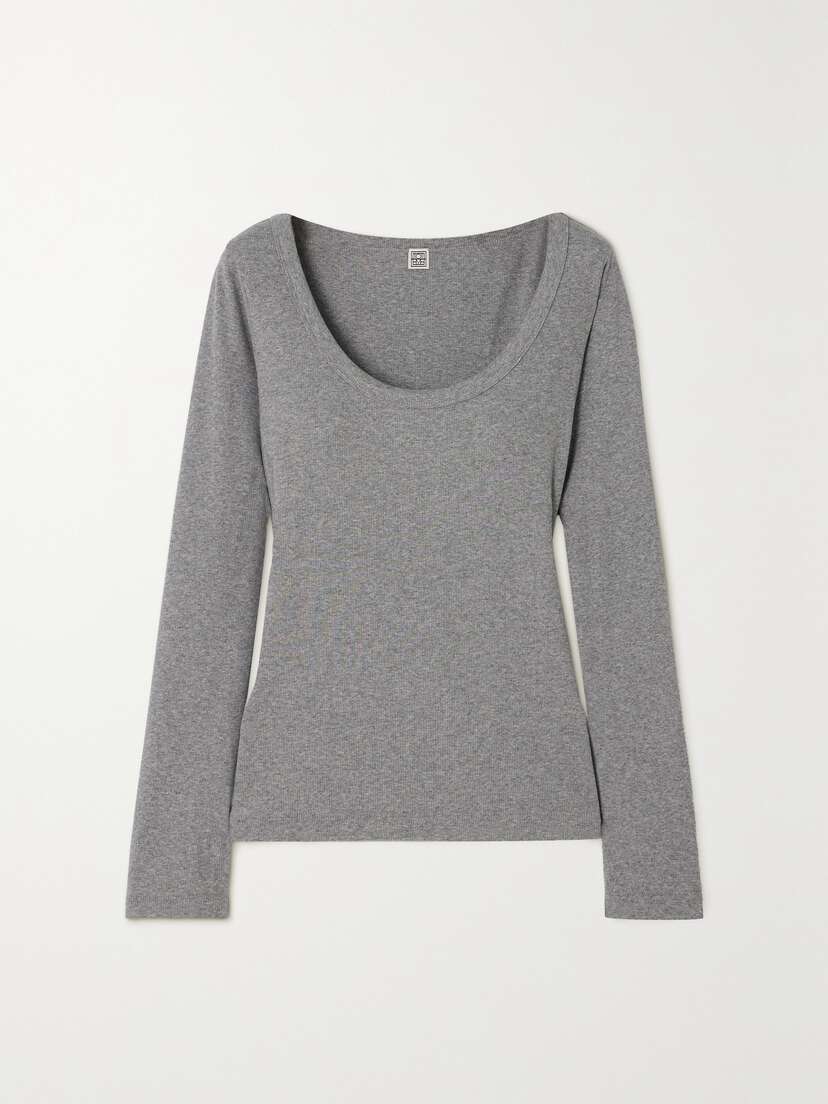 TOTEME Ribbed Organic Cotton-blend Jersey Top - x large