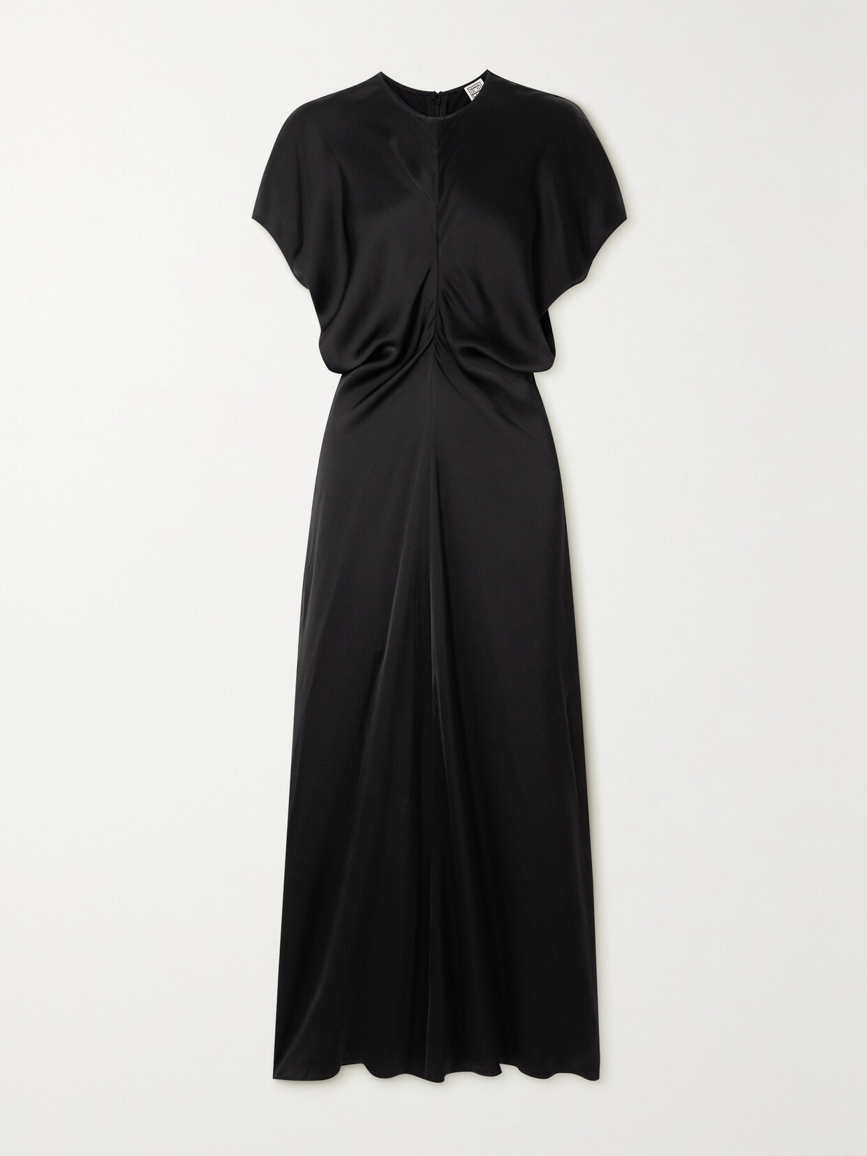 Totême Draped Satin Maxi Dress In Black