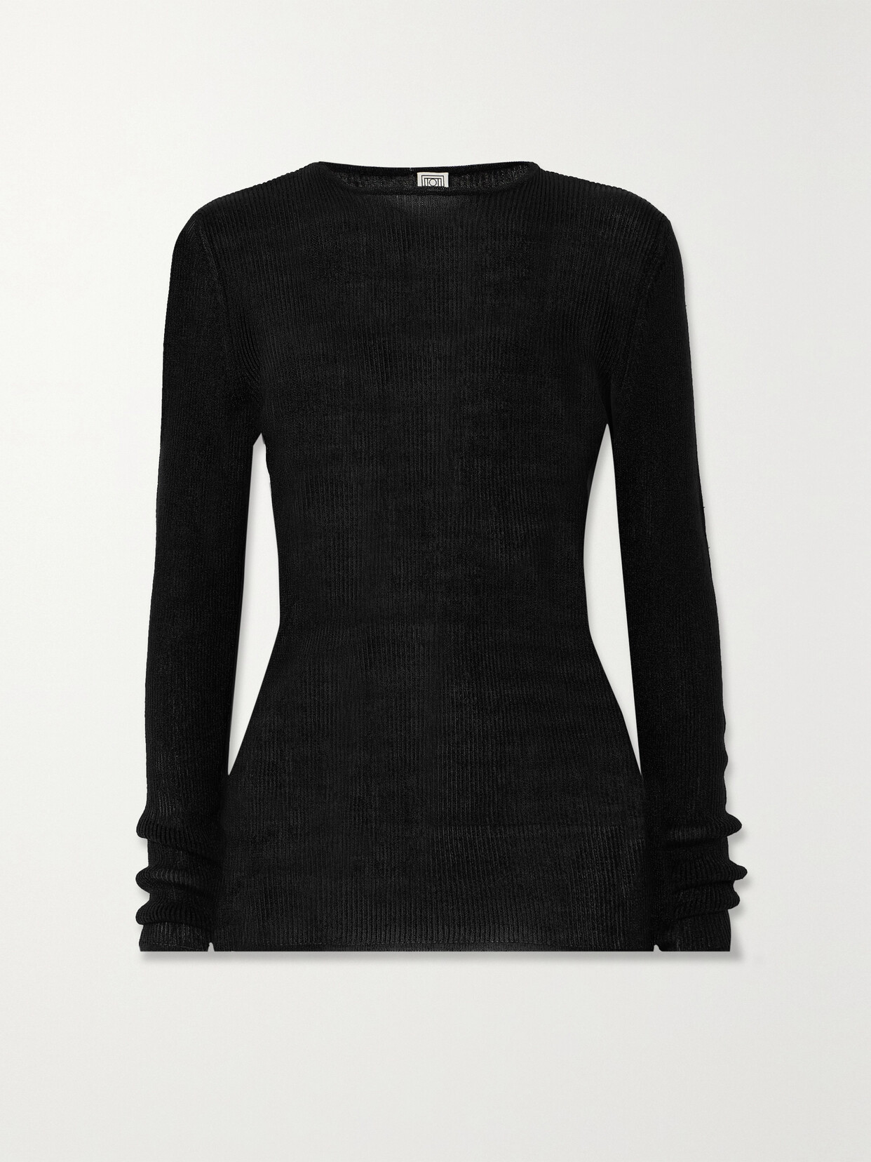 Totême Metallic Ribbed Cotton-blend Top In Black