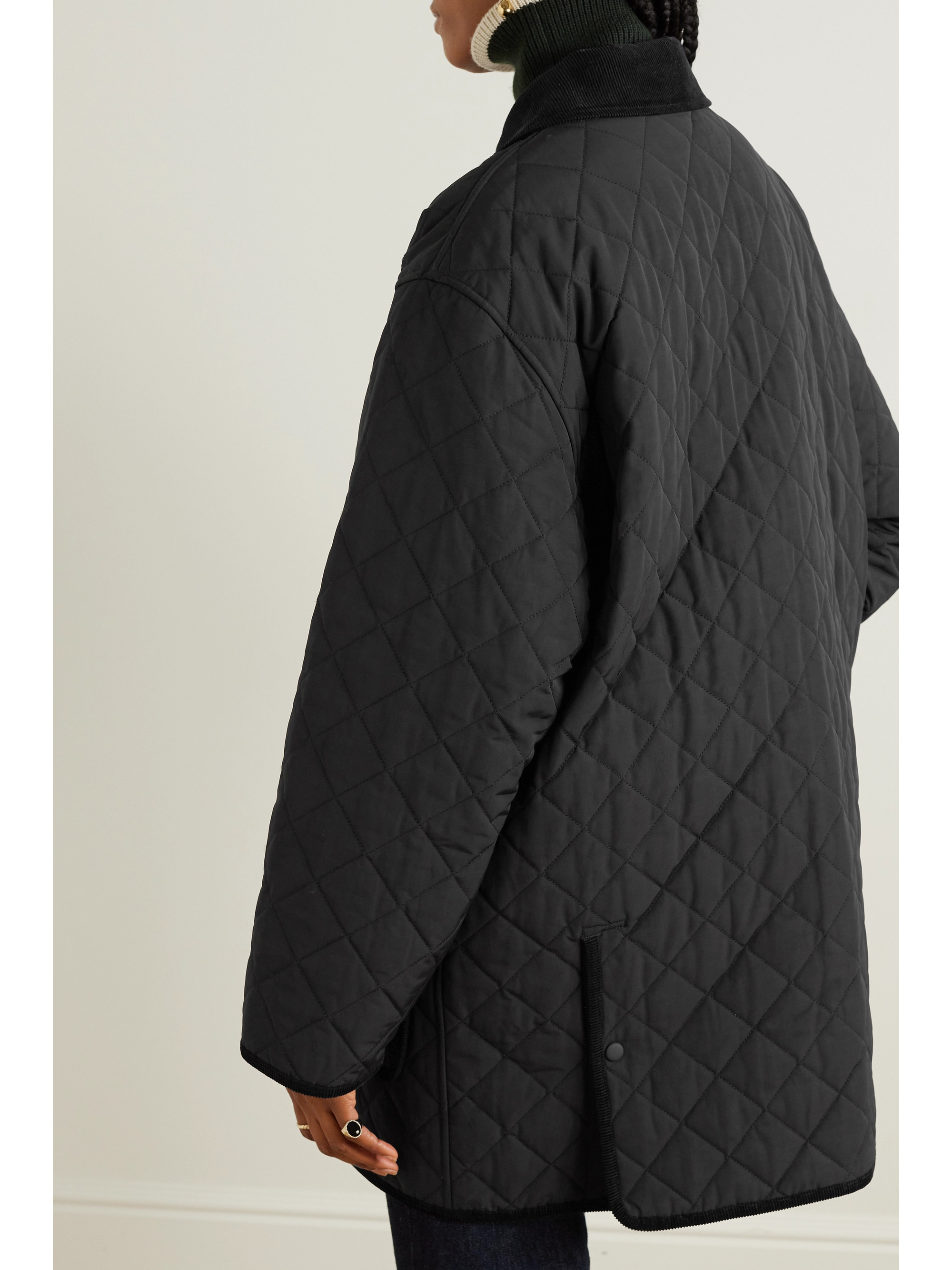 TOTEME Oversized corduroy-trimmed quilted organic cotton-blend jacket thumbnail