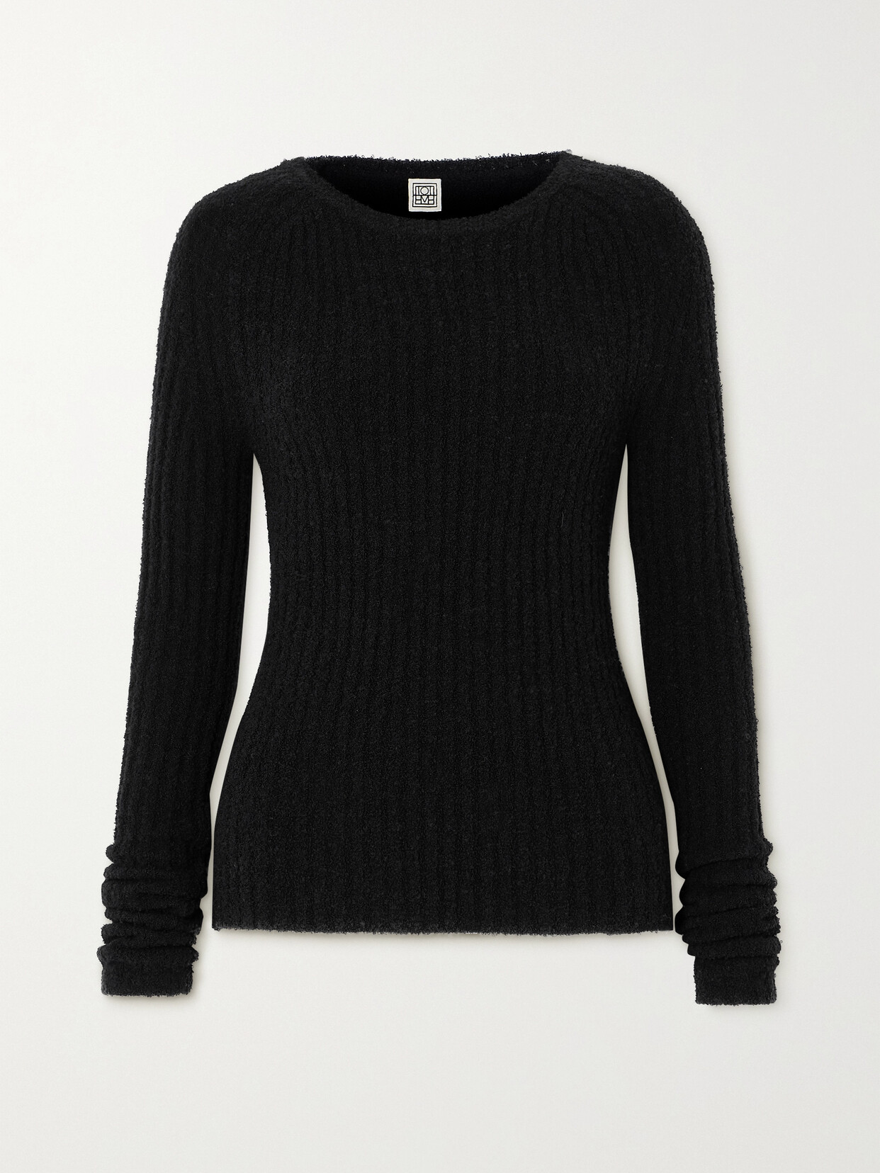 TOTEME Enyo Ribbed Wool-blend Bouclé Sweater - Black