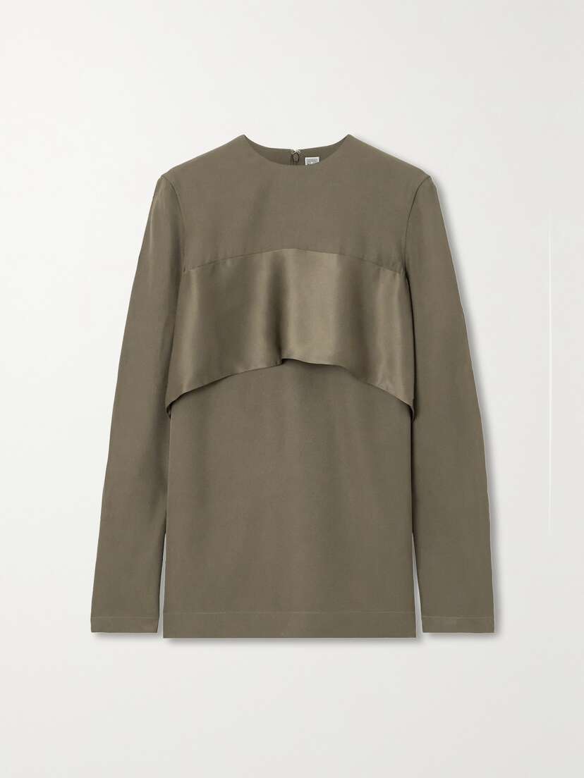 Toteme — Satin-trimmed crepe blouse