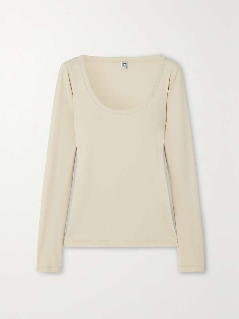 TOTEME Ribbed Organic Cotton-blend Jersey Top - x large