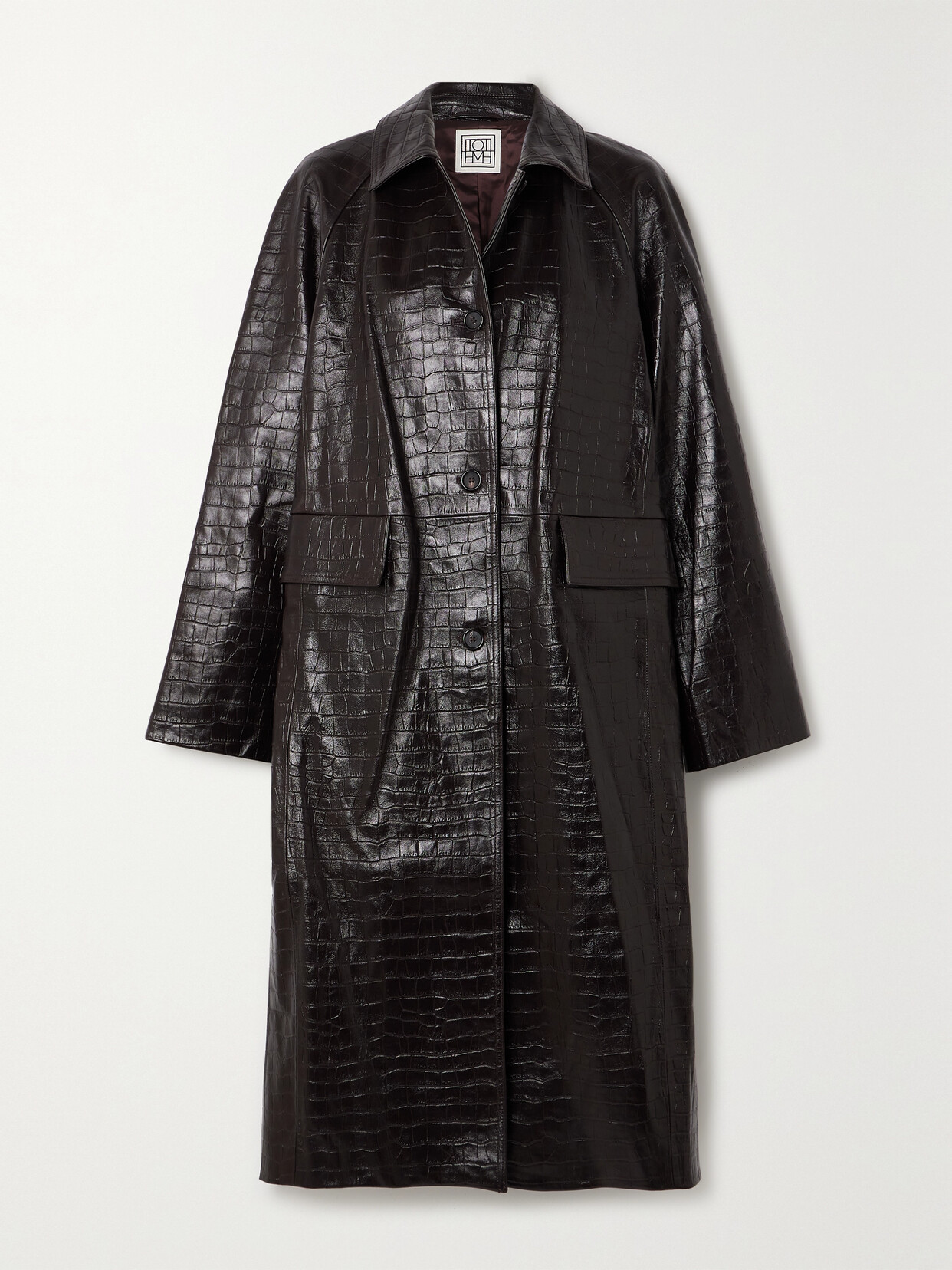 TOTEME - + Net Sustain Croc-effect Leather Coat - Brown