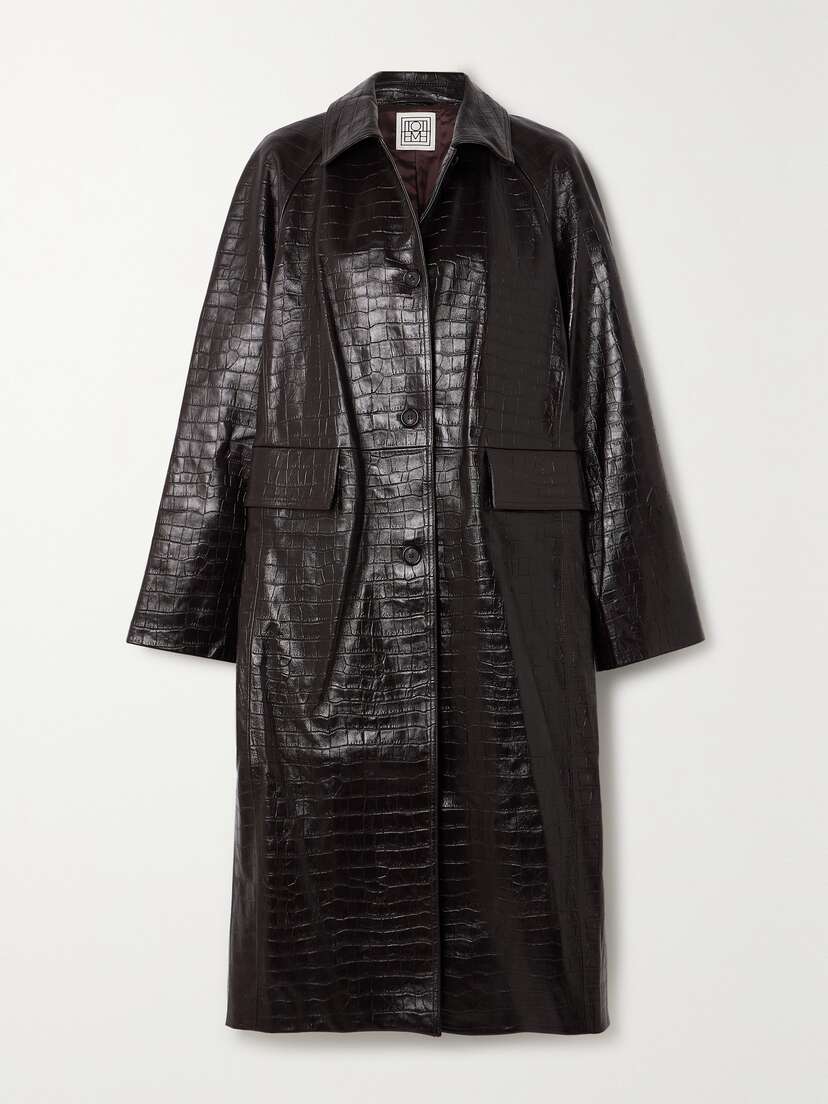 TOTEME + Net Sustain Croc-effect Leather Coat