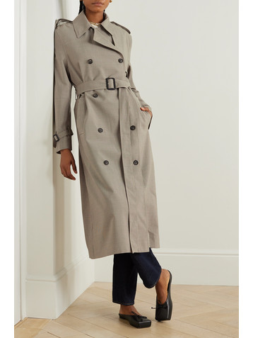TOTEME Belted houndstooth wool-blend trench coat