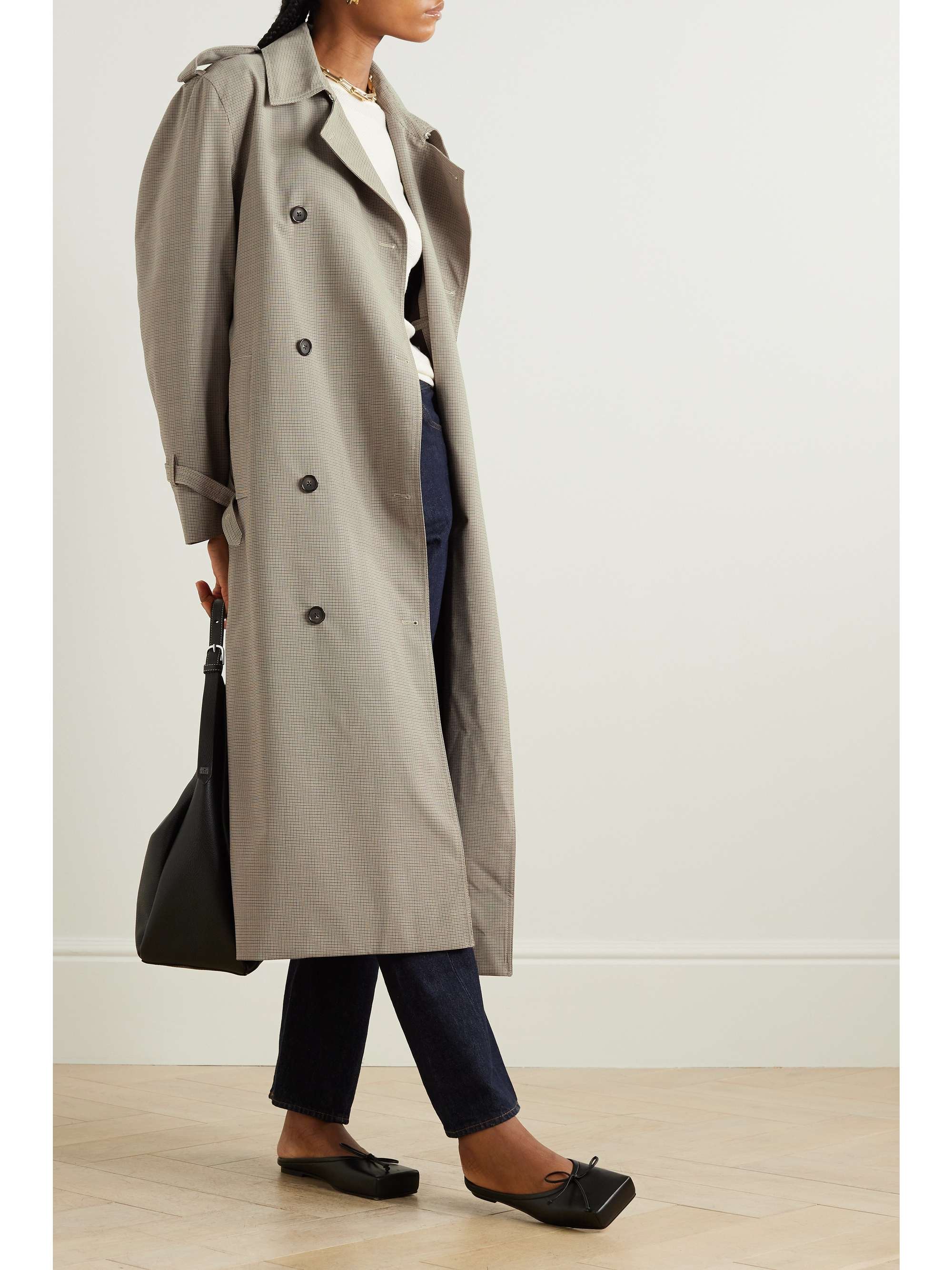 TOTEME Belted houndstooth wool-blend trench coat | NET-A-PORTER