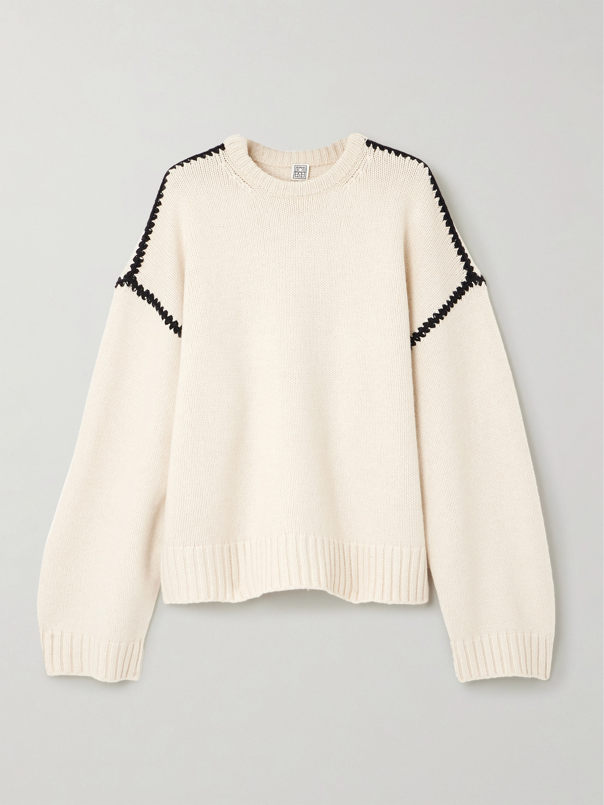 TOTEME - Oversized Whipstitched Wool, Cashmere And Cotton-blend Sweater - White