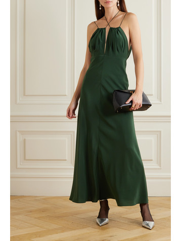 TOTEME Gathered hammered silk-satin maxi dress