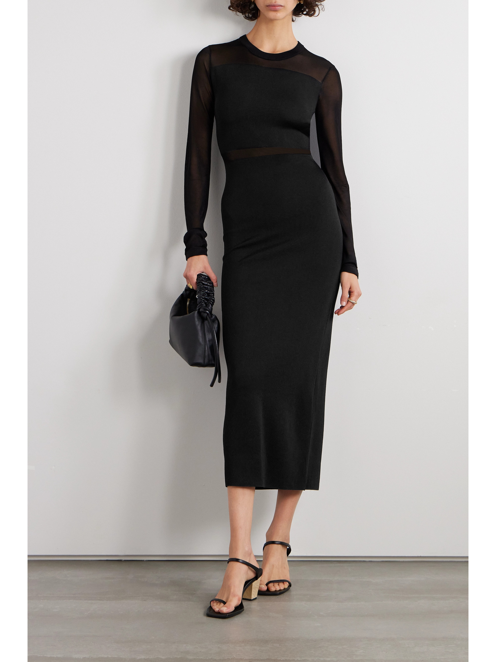 TOTEME Mesh-paneled knitted maxi dress