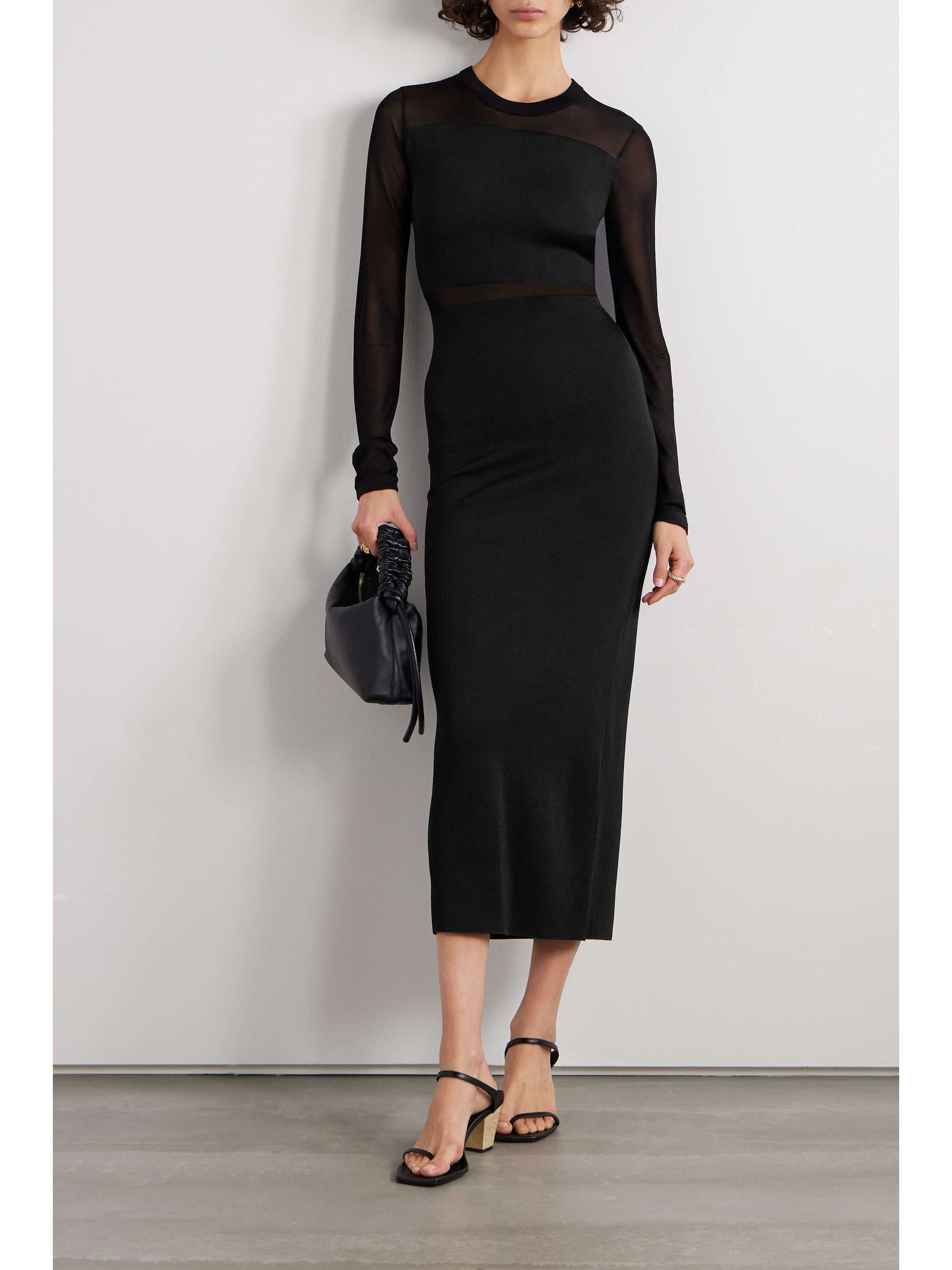 TOTEME Mesh-paneled knitted maxi dress | NET-A-PORTER