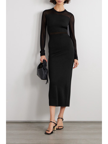 TOTEME Mesh-paneled knitted maxi dress