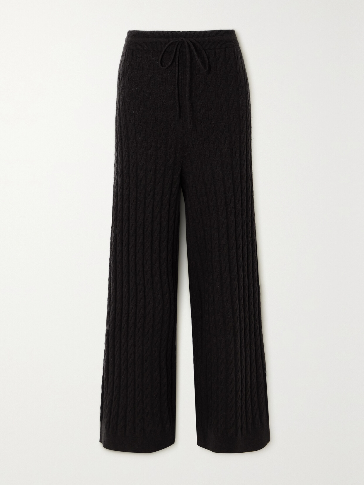 Totême Hose Mit Weitem Bein Aus Einer Woll-kaschmirmischung Mit Zopfstrickmuster In Brown