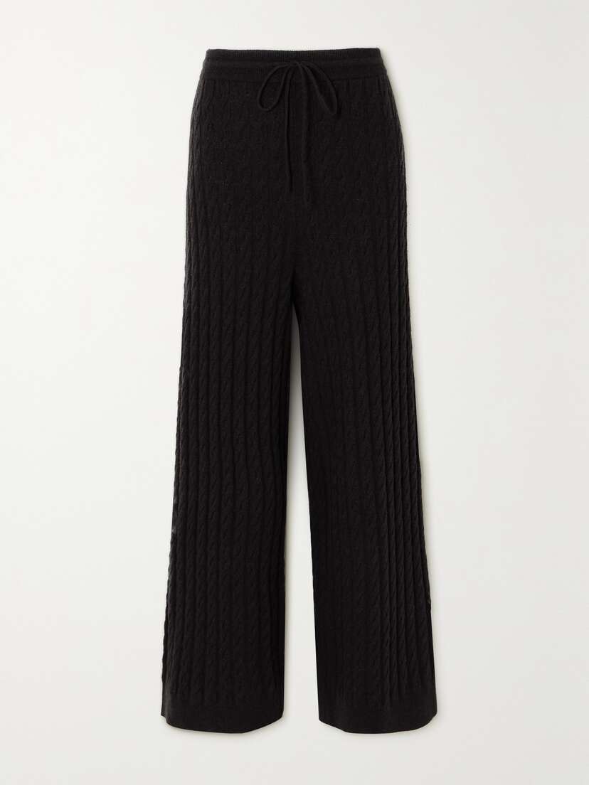 TOTEME Cable-knit Wool And Cashmere-blend Wide-leg Pants