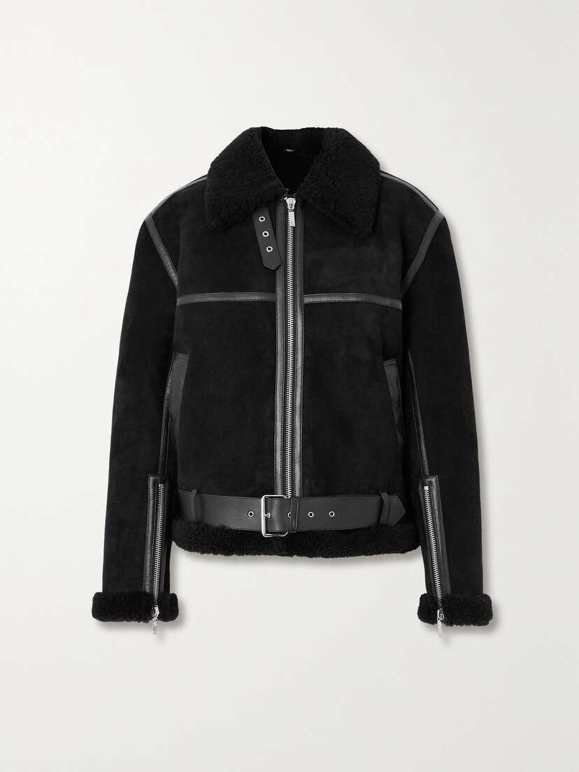 TOTEME + Net Sustain Leather-trimmed Shearling Jacket