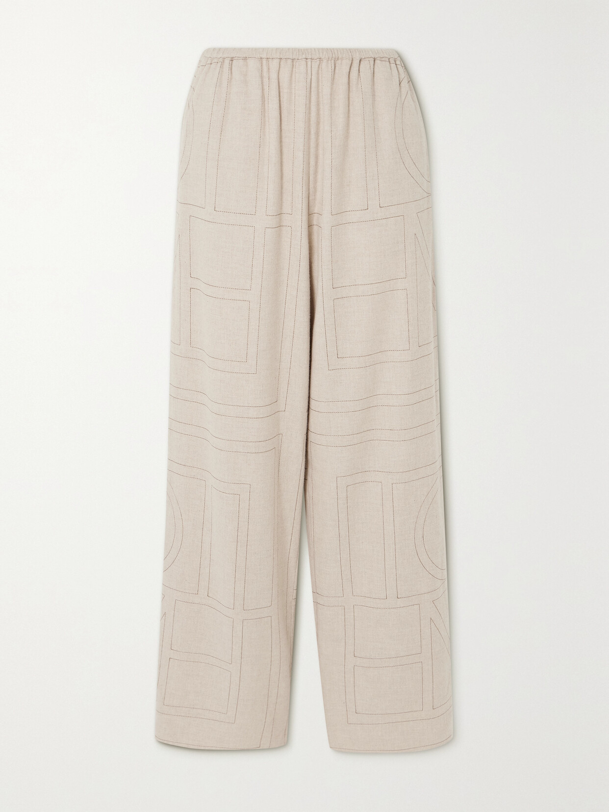 Totême Monogram Flannel Pj Bottoms Light Beige Melange In Neutrals